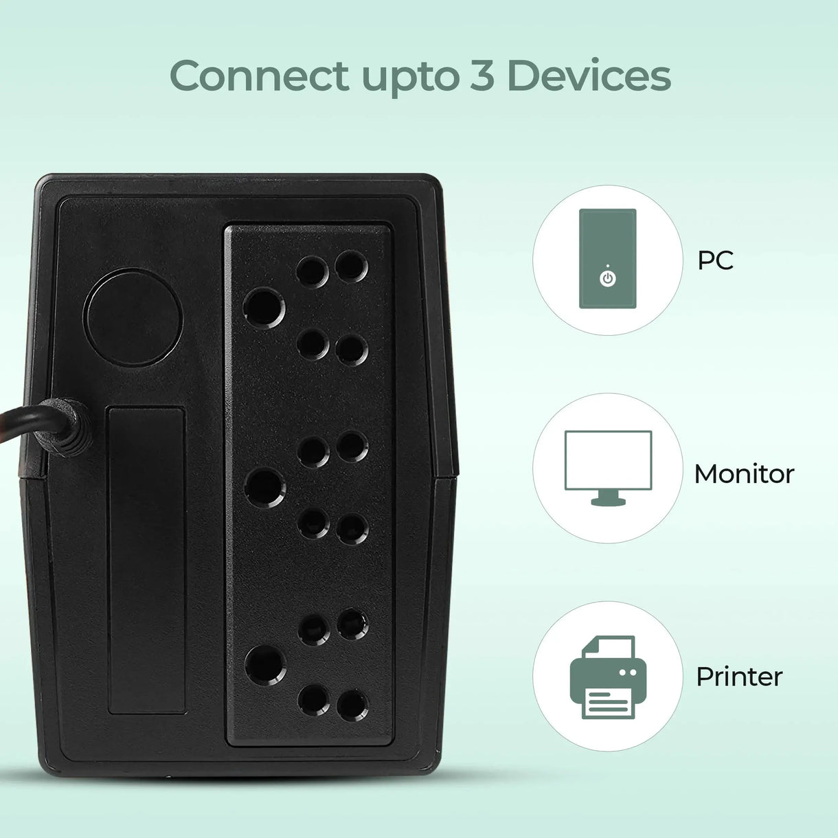 Foxin UPS 600VA/360W Uninterrupted Power Supply System for Desktop, Home Office, Computers | AVR, Auto Restart & Generator Compatibility | Ideal Power Backup & image 3